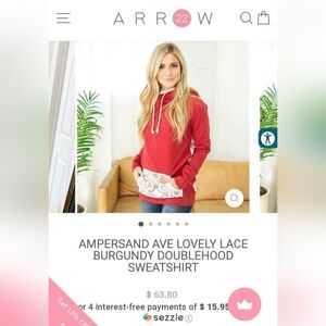 Ampersand Doublehood Sweatshirt XS fits like S